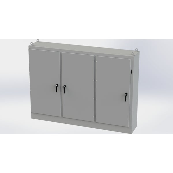 3 Point Latch with Coinproof/Padlock Handle Electrical Enclosures, 72 in H, 18 in D, 99-1/2in W